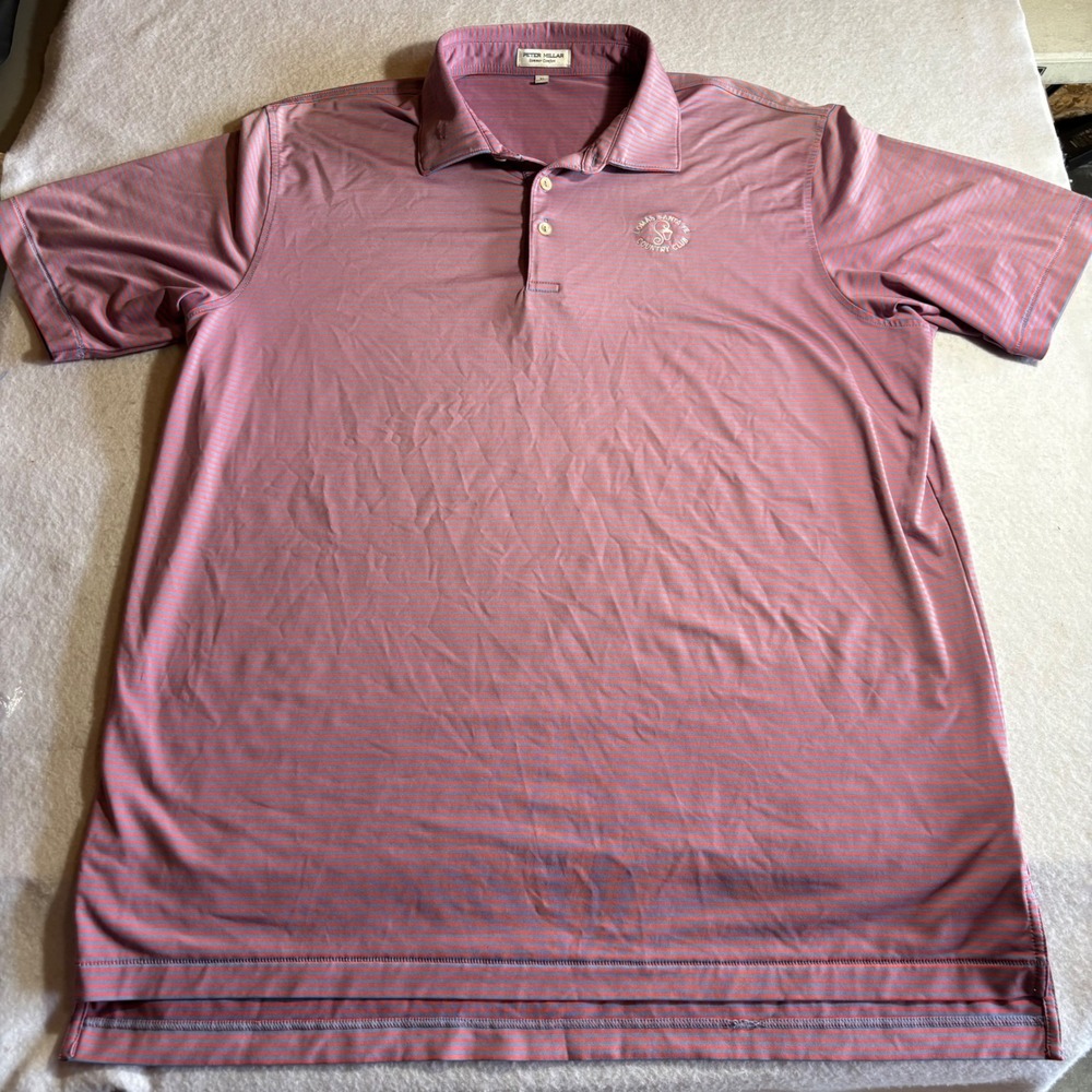 Peter Millar Summer Comfort‎ XL Polo Shirt Lomas Santa Fe Golf Striped Mens